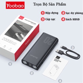 Pin sạc dự phòng Yoobao L20Q 20000mAh tích hợp 2 đèn LED siêu sáng - Hỗ trợ sạc nhanh