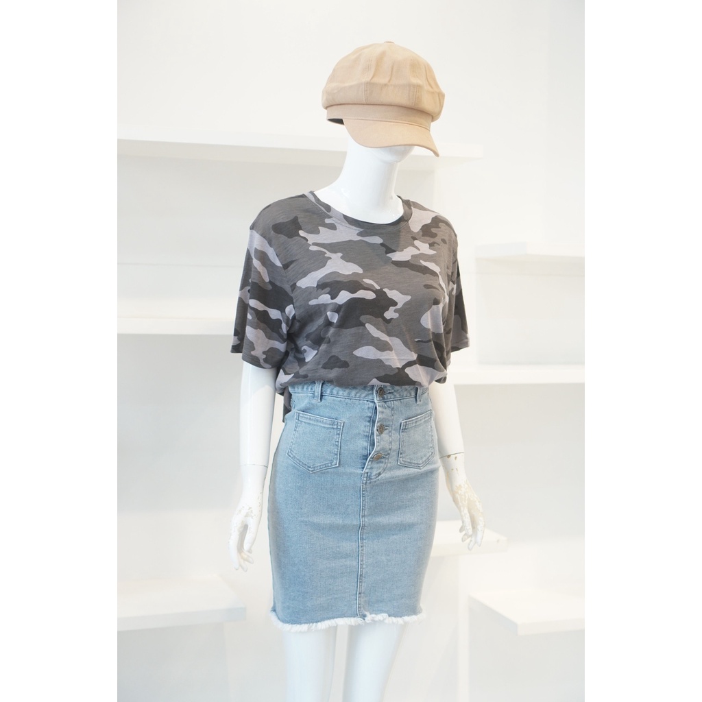 Áo thun nữ xược cotton văn lính