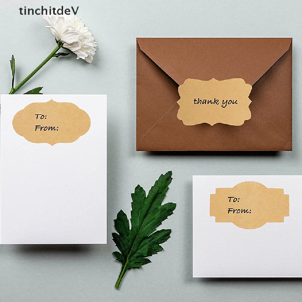 Cuộn 250 Nhãn Dán Trang Trí Lọ Quà Bằng Giấy Kraft Trơn DIY