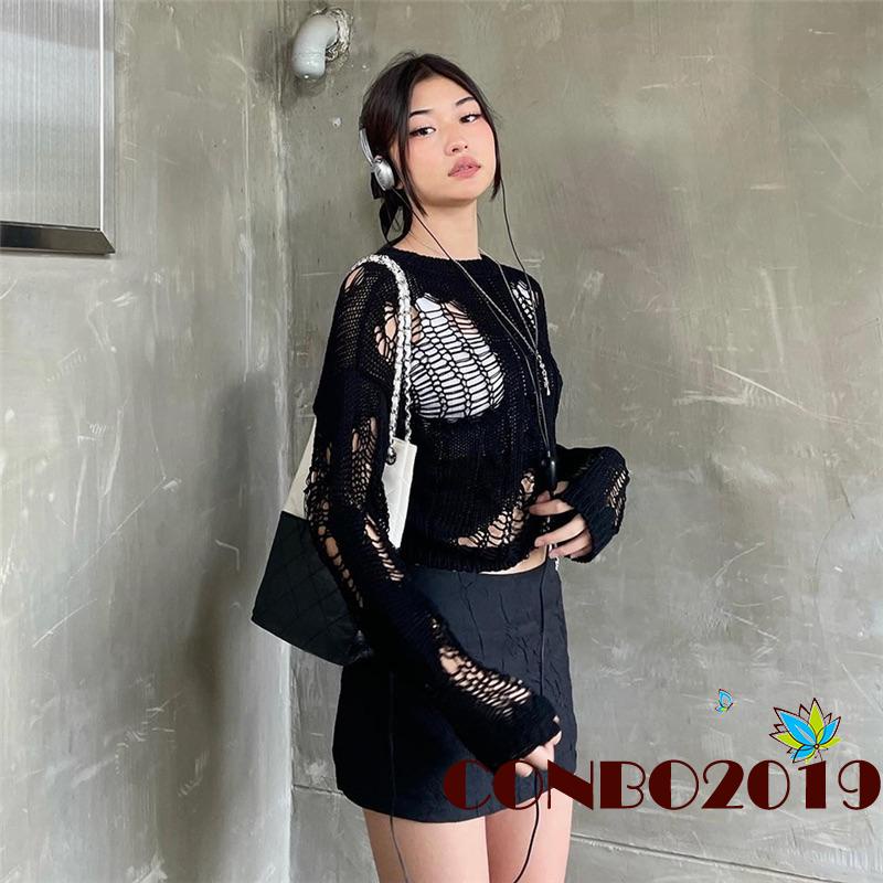 Áo Sweater Dệt Kim Tay Dài Cổ Tròn Màu Sắc Đơn Giản Cho Nữ