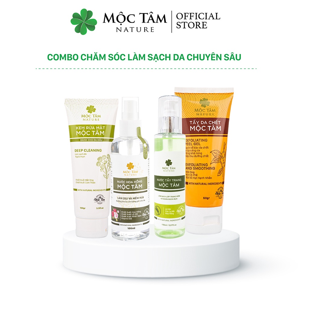 Combo Làm Sạch Da Chuyên Sâu (Bộ 4 Sản Phẩm) - Làm Sạch Sâu, Tẩy Da Chết, Cân Bằng Da