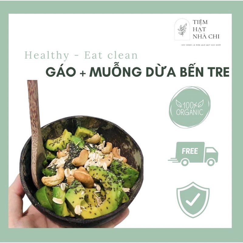 Combo Gáo + Muỗng dừa Bến Tre by Tiệm Hạt nhà Chi dùng để ăn Eatclean cao cấp siêu đẹp