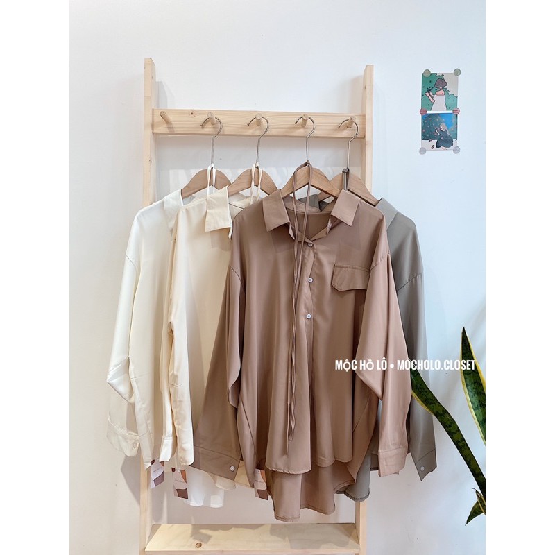 Sơ mi lụa dày túi ngực kèm đai eo | BigBuy360 - bigbuy360.vn