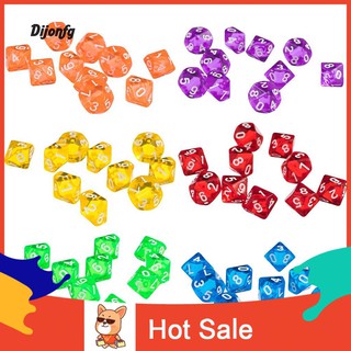 ♌Di 10Pcs Transparent Polyhedral D10 Dice Dungeons Dragons Game Party Pub Supplies