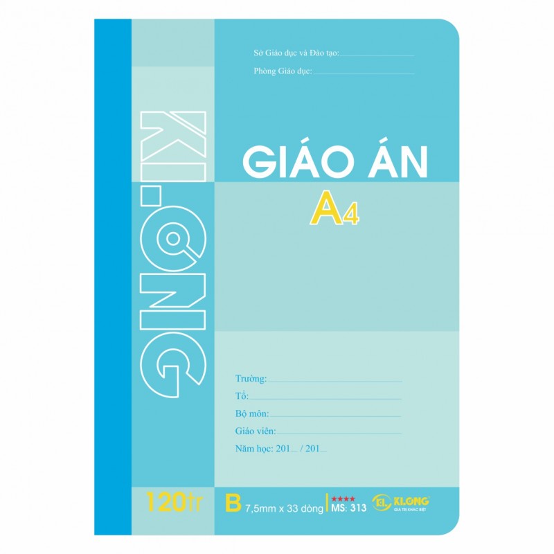 Sổ giáo án dòng kẻ ngang khổ A4 Klong 120 trang  MS 313