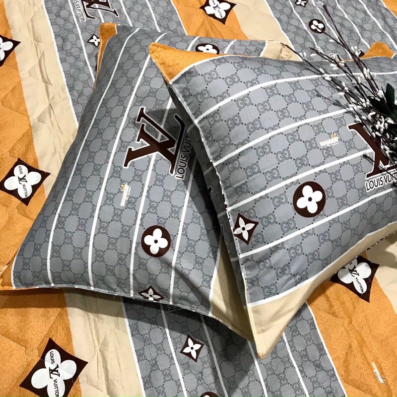 drap cotton Thắng Lợi, ga trãi giường (1 ga +3 vỏ gối ) chuẩn logo mẫu LV CAM