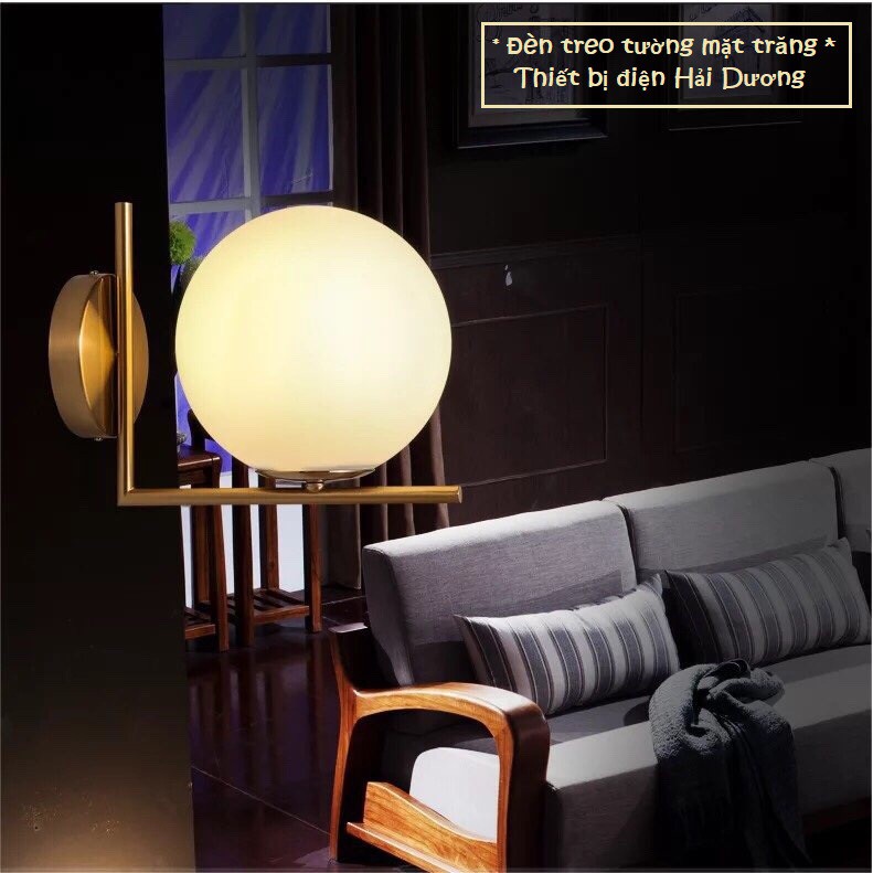 3 Mẫu Đèn treo tường mặt trăng thân vàng decor Bắc Âu Chao thủy tinh cao cấp - Tặng kèm bóng led - Energy Green Lighting