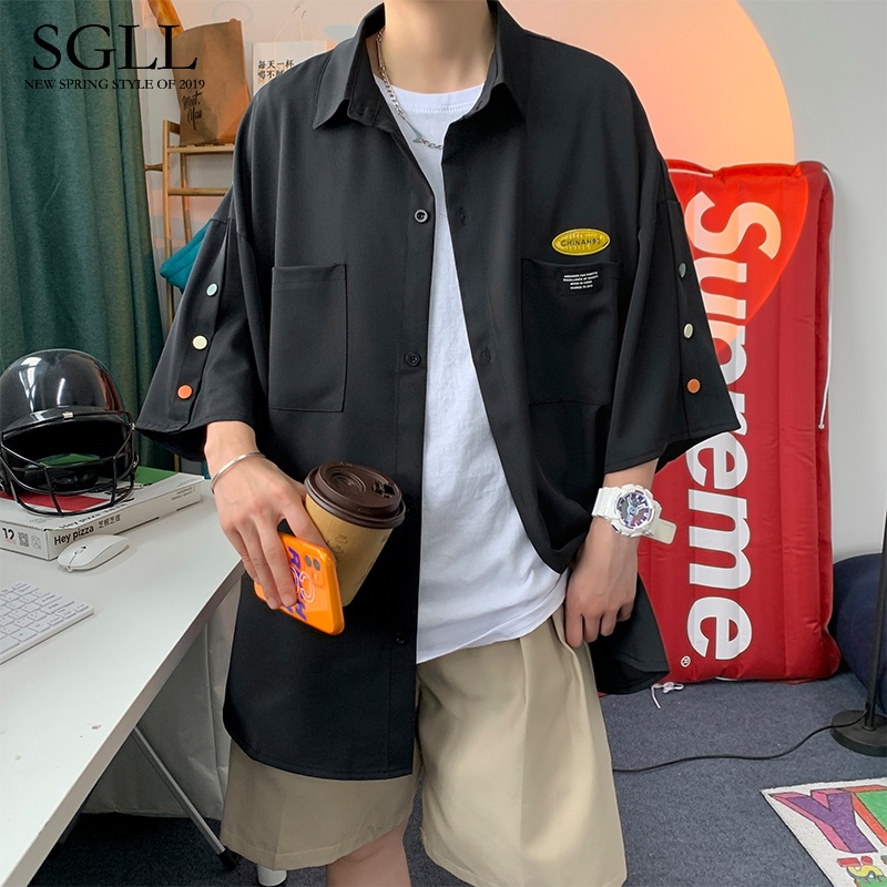 Áo Sơ Mi Tay Ngắn Dáng Rộng Phong Cách Nhật Bản Thời Trang Mùa Hè Cho Nam áo phông áo polo áo thun nam