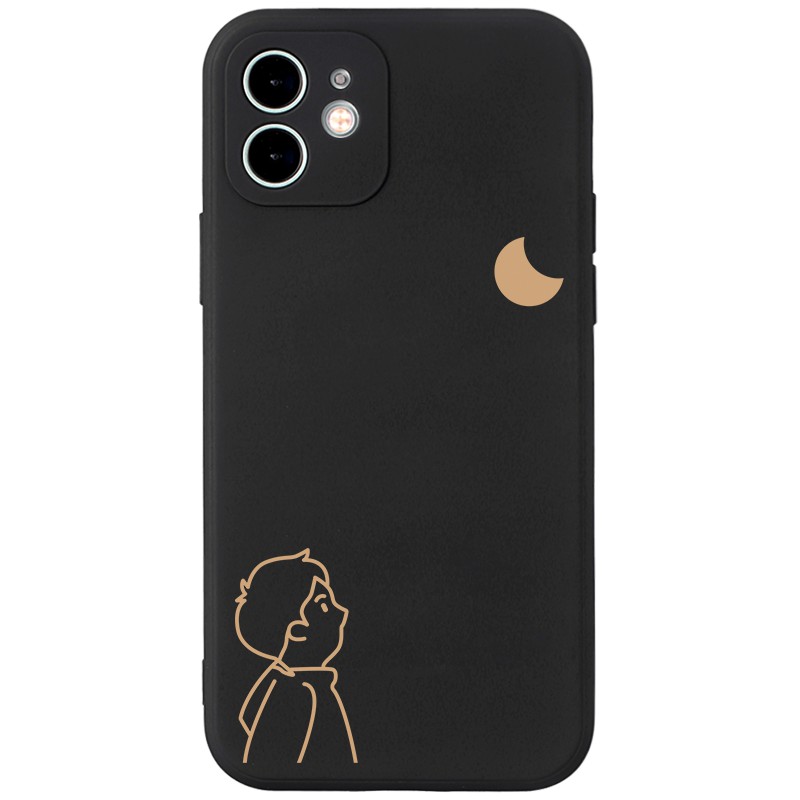 Ốp lưng JURSUE mềm hình cặp đôi dễ thương đẹp đen cho iPhone 13 12 11 Pro Max SE 2020 X XR XS ip 8 7 6 6S Plus kute Y61