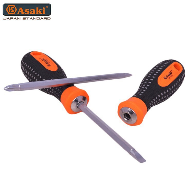 Tô vít 2 đầu cán cao su chống trượt 6x150mm Asaki AK-7002