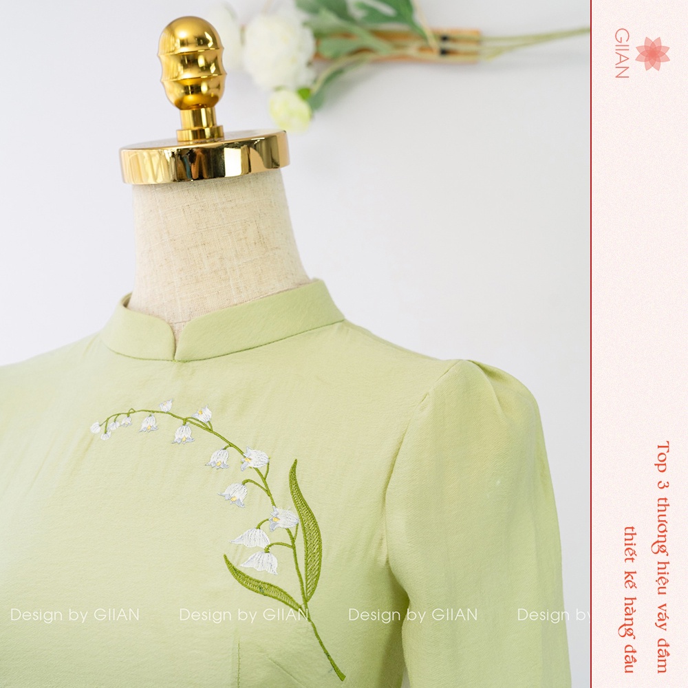 Áo dài cách tân thêu hoa chất tơ mềm mại Linh Lan - Thời trang Giian - AD0063