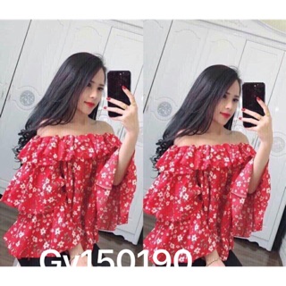 Áo trễ vai bánh bèo 2 tầng