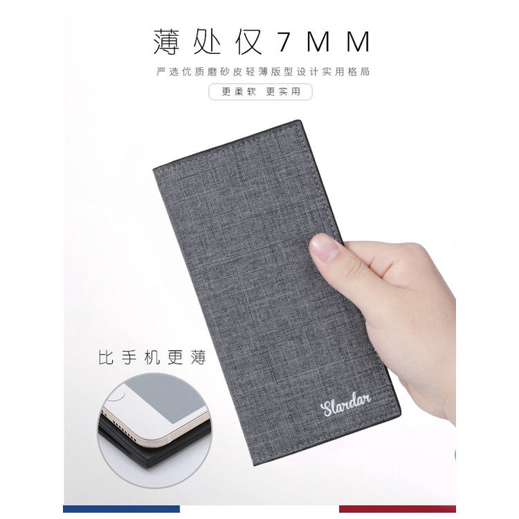 Ví dài vải canvas siêu mỏng thời trang cho nam