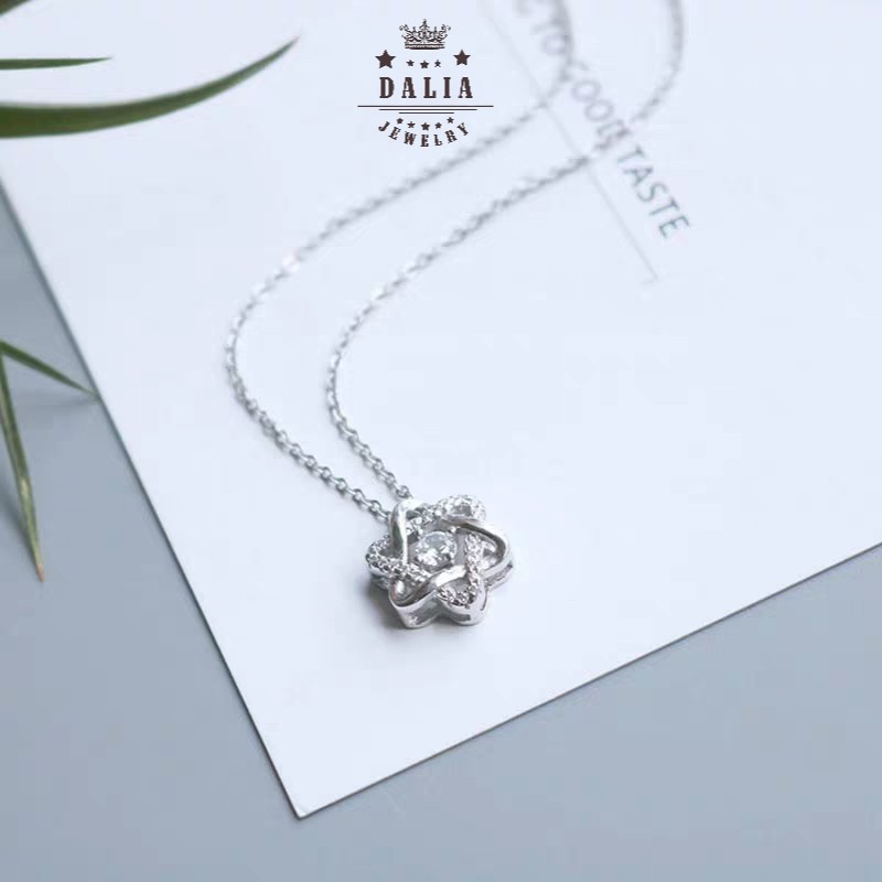 Dây chuyền bạc nữ thật DaLiA Jewelry dây chuyền mặt đá nạm hoa sao lục giác vòng cổ đẹp 925 dễ phối đồ
