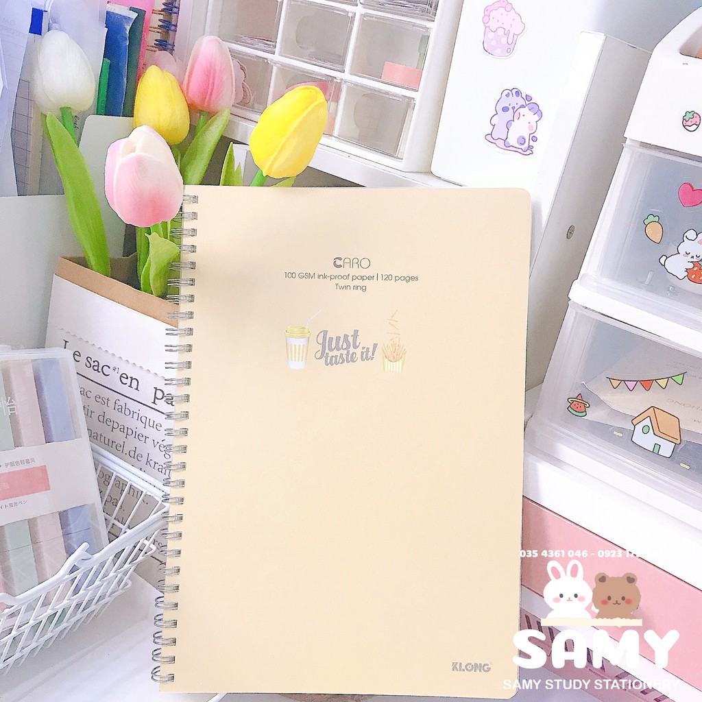 Combo 2 Sổ Caro Lò Xo Bìa Họa Tiết 120 Trang Size B5 Bìa Nhựa 100GSM KLONG Làm Bullet Journal và Planner Sổ Tay