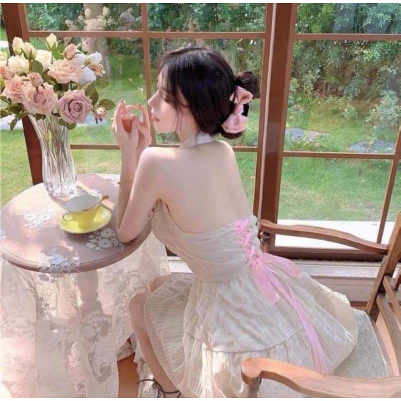 Đầm nút đan dây lưng sẵn size M