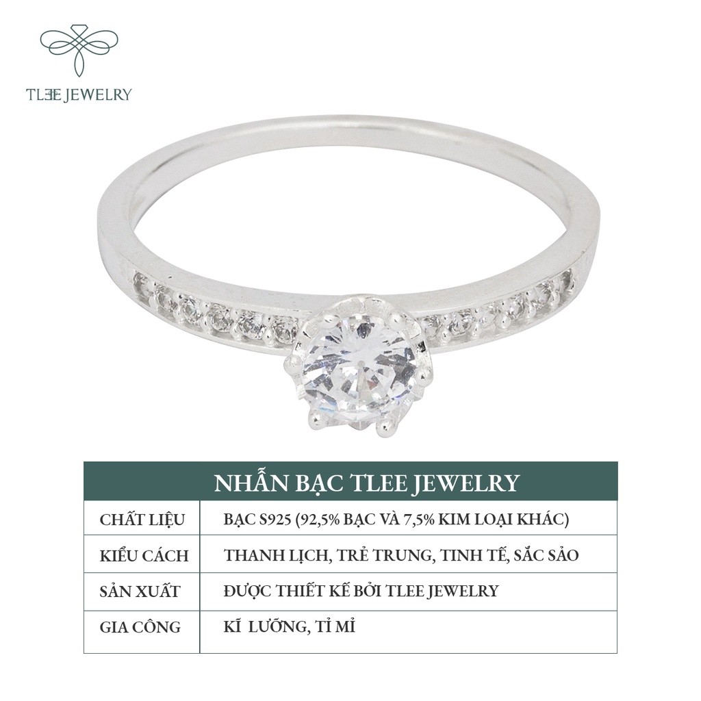 Nhẫn bạc nữ TLEE Jasmine Prince nạm đá sang trọng NCJ A0162