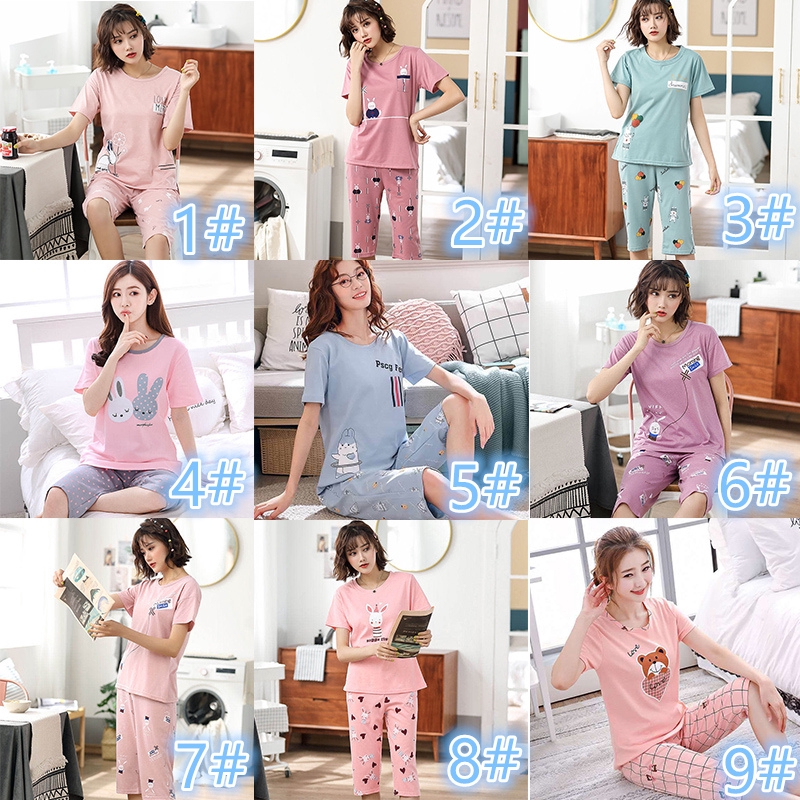 Bộ Đồ Ngủ Ngắn Tay Thời Trang Mùa Hè Dành Cho Nữ / Size M-5XL