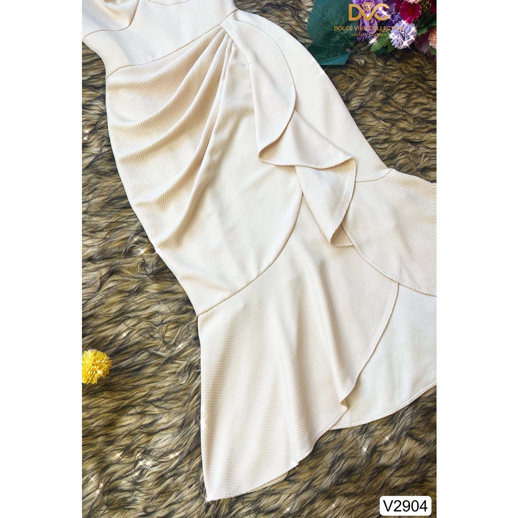 Váy body đuôi cá rủ bèo cổ lục giác V2904-DOLCE VIVA COLLECTION