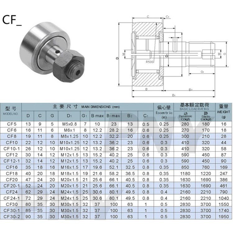 Vòng bi cam CF 5 6 8 10 12 16 18 20