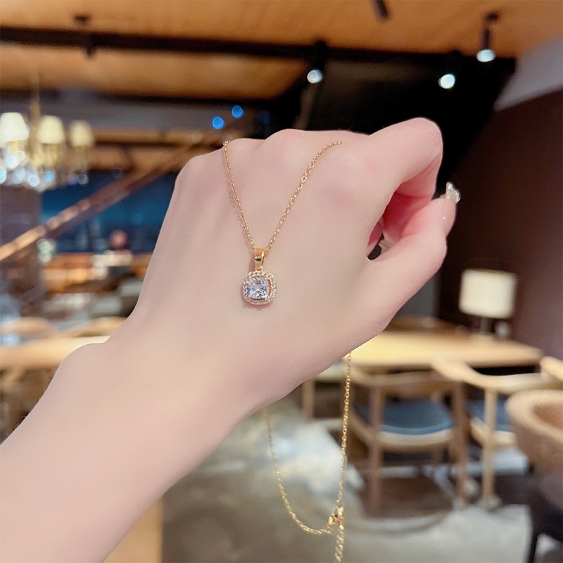 XiaoboACC Vòng Cổ Đính Kim Cương Thời Trang Hàn Quốc Bằng Thép Titan 38CM + 6CM