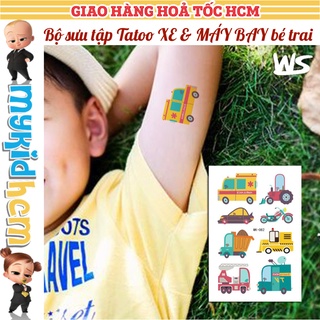 Sticker hình xăm dán tuổi thơ TATOO XE MÁY BAY PHƯƠNG TIỆN GIAO THÔNG đồ chơi cho bé trai bé gái