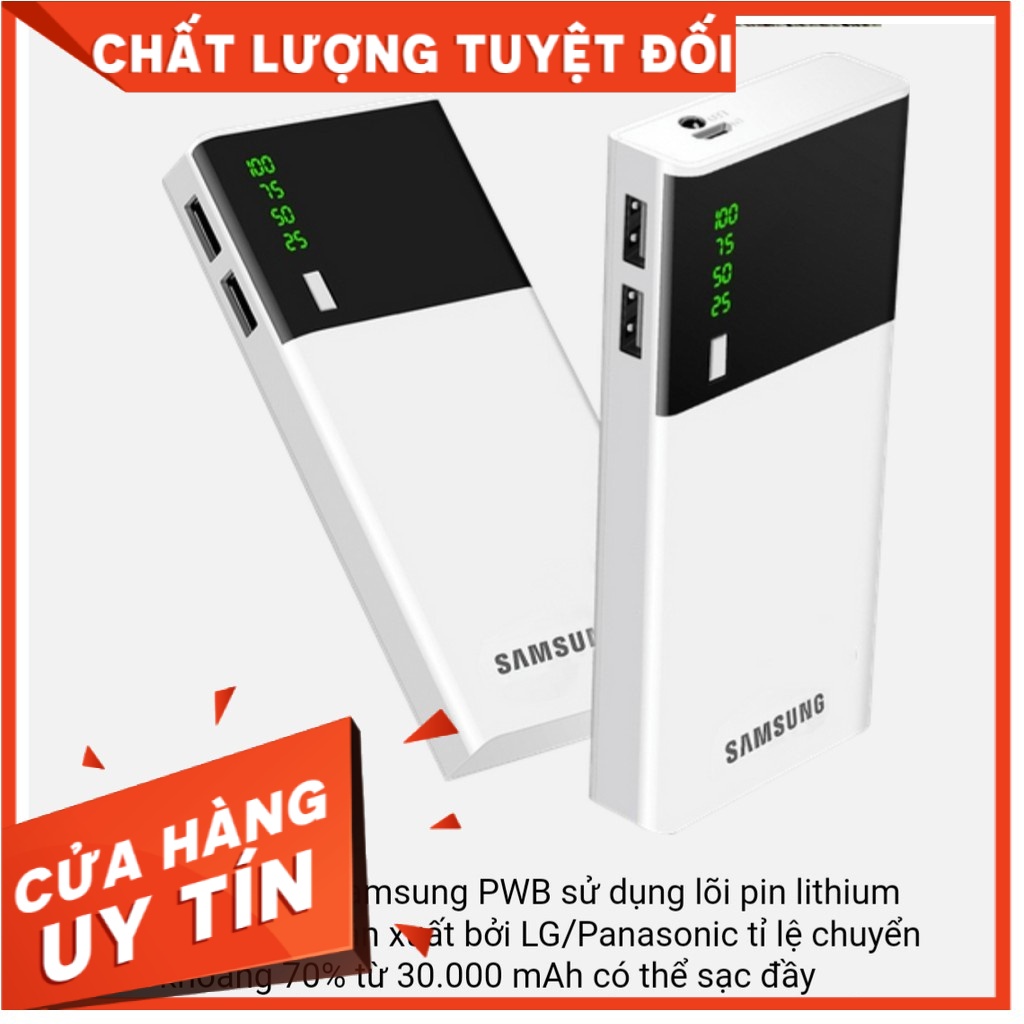Sạc dự phòng sam sung 30000mAh 5 lõi có đèn pin và hiển thị % pin