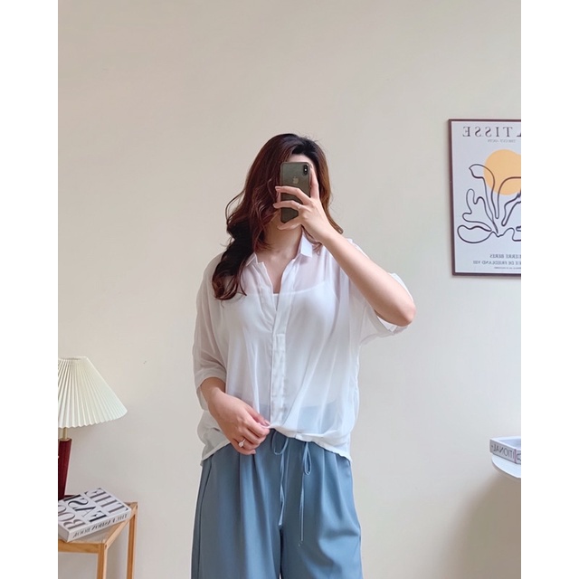 Áo sơ mi voan tay rơi+áo 2 dây 66a21 by germe