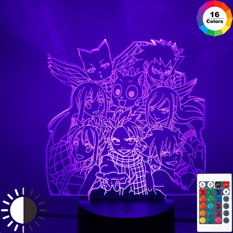 Đèn 3D Anime Led Ánh sáng ban đêm FAIRY TAIL Đèn ngủ trang trí 3D Quà tặng cho trẻ em Kid