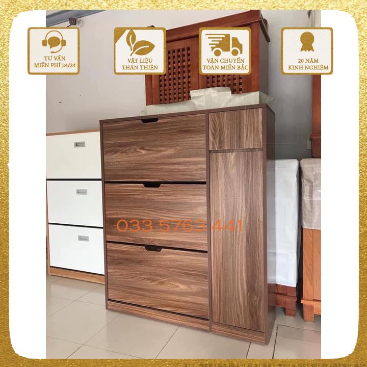 Tủ đựng giày thông minh có ngăn kéo tiện lợi, làm từ gỗ MDF phủ melamine