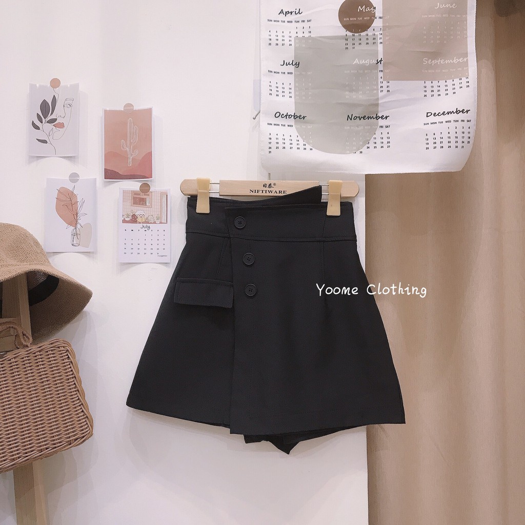 Quần giả váy cạp vạt lệch khuy umi lụa , chân váy cạp lệch khuy umi lụa cho nữ Yoomeclothing [ ẢNH THẬT SHOP CHỤP] | BigBuy360 - bigbuy360.vn