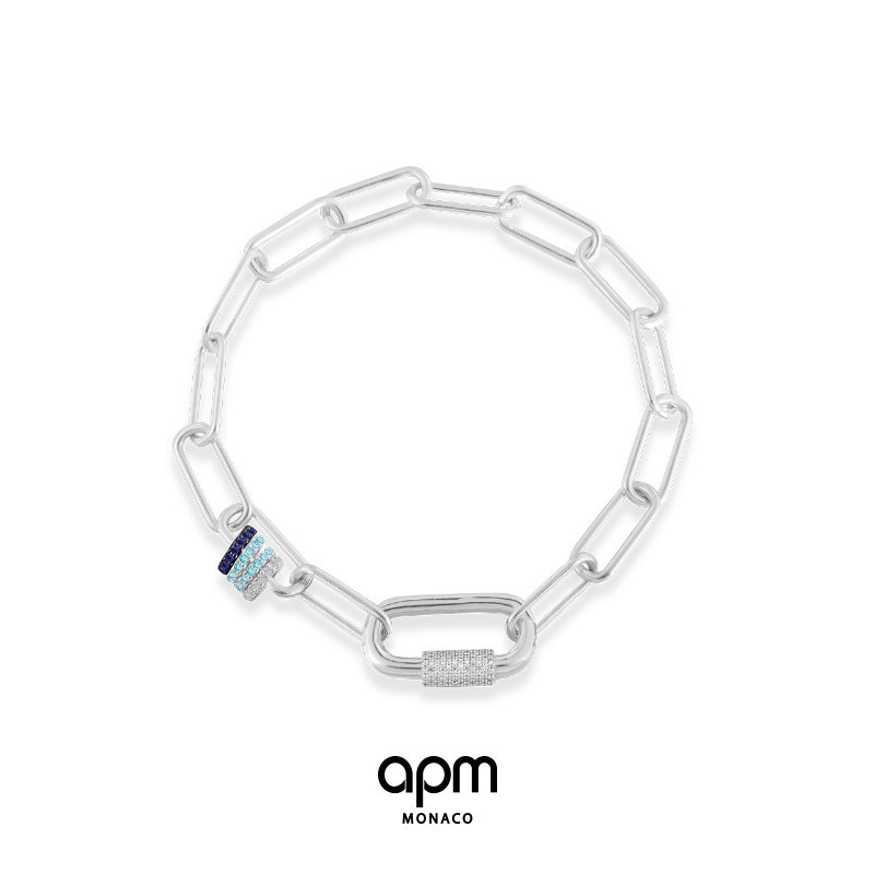 APM Monaco khóa vuông tình yêu dây chuyền vòng tay nam ins thiết kế thích hợp vòng tay cặp đôi 520 c