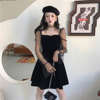 Đầm nhung tiểu thư hàn quốc