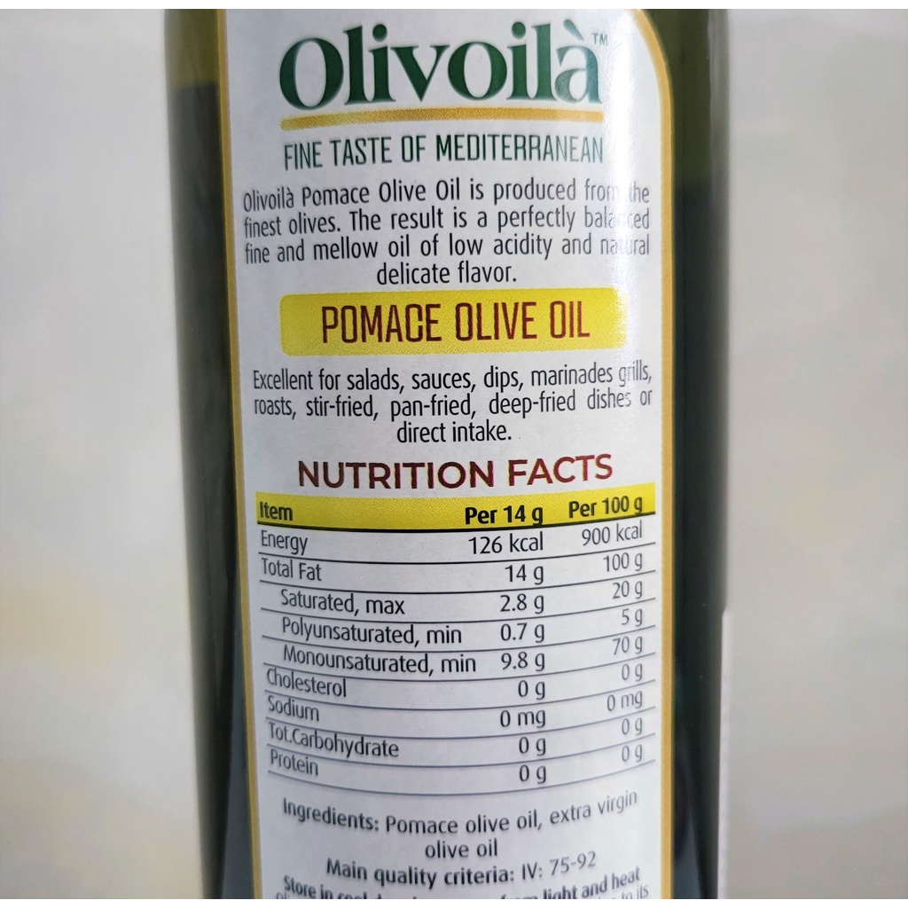 [Chai 750ml – POMACE ] DẦU Ô LIU TINH CHẾ [Spain] OLIVOILA Olive Oil (halal)