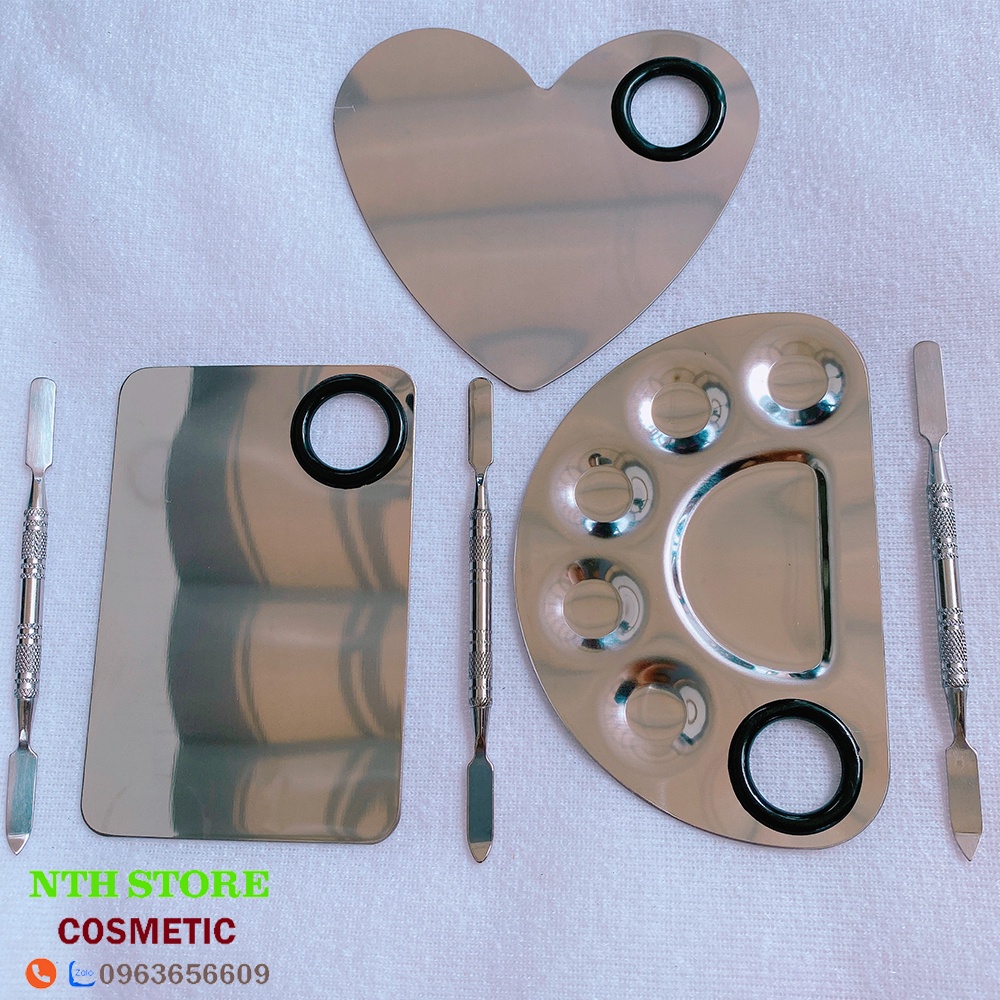Khay Trộn Kem Nền, Nhẫn Trộn Nền Dạng Lỏng Kèm Dao Trộn Tiện Dụng Cho Các Makeup