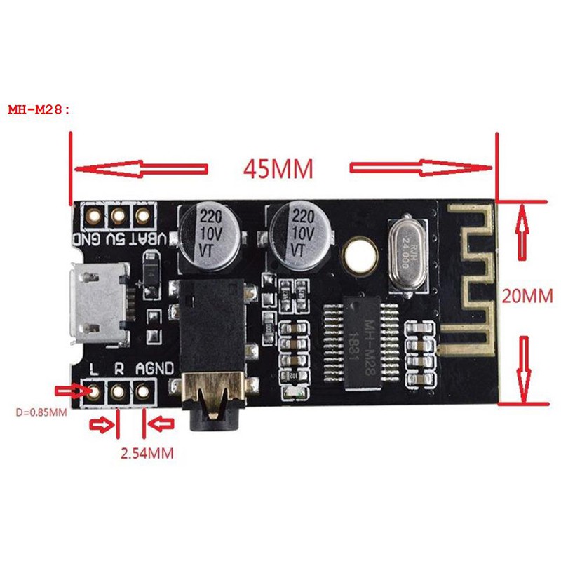 Set 1 / 2 Bảng Mạch Nhận Tín Hiệu Âm Thanh Bluetooth Không Dây MH-MX8 BLT 4.2 mp3