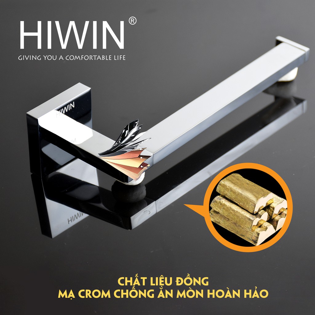 Thanh vắt khăn nhà tắm đồng mạ crom sáng bóng Hiwin Y-1205 kích thước 218x70x45