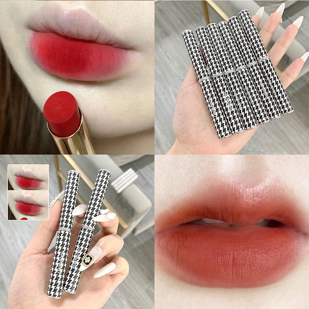 Son Môi Lâu Trôi Không Dính Cốc Thiết Kế Vỏ Màu Đỏ Rượu Vang/ Dâu Tây