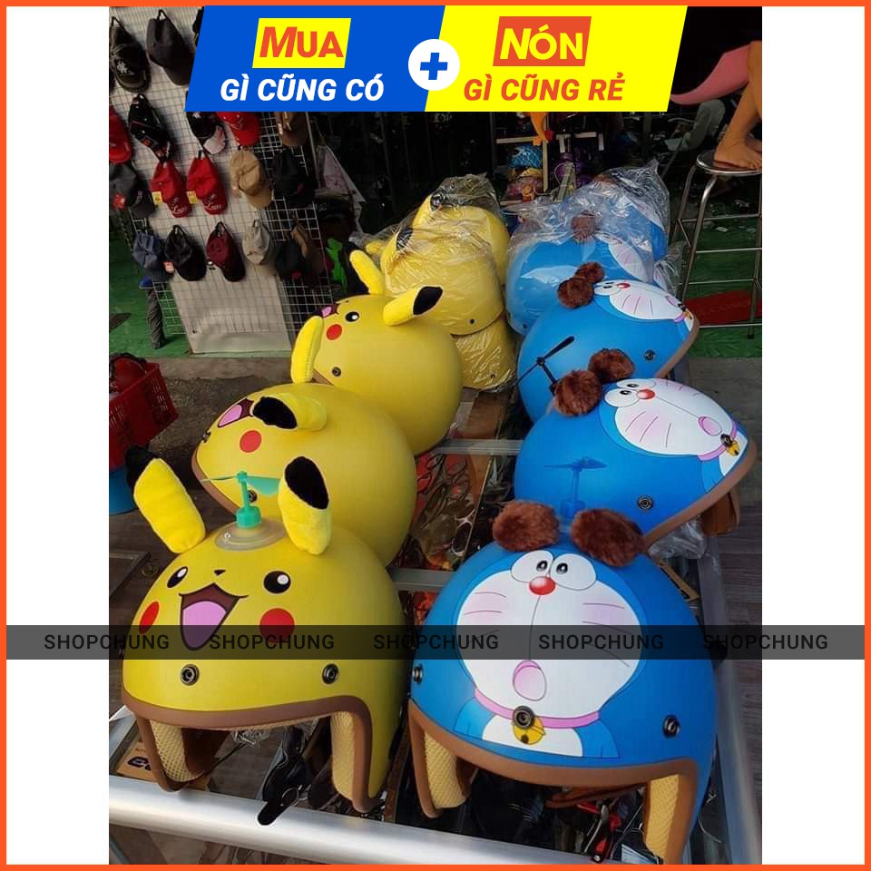 Mũ bảo hiểm 3/4 Pikachu-Doremon-Gấu