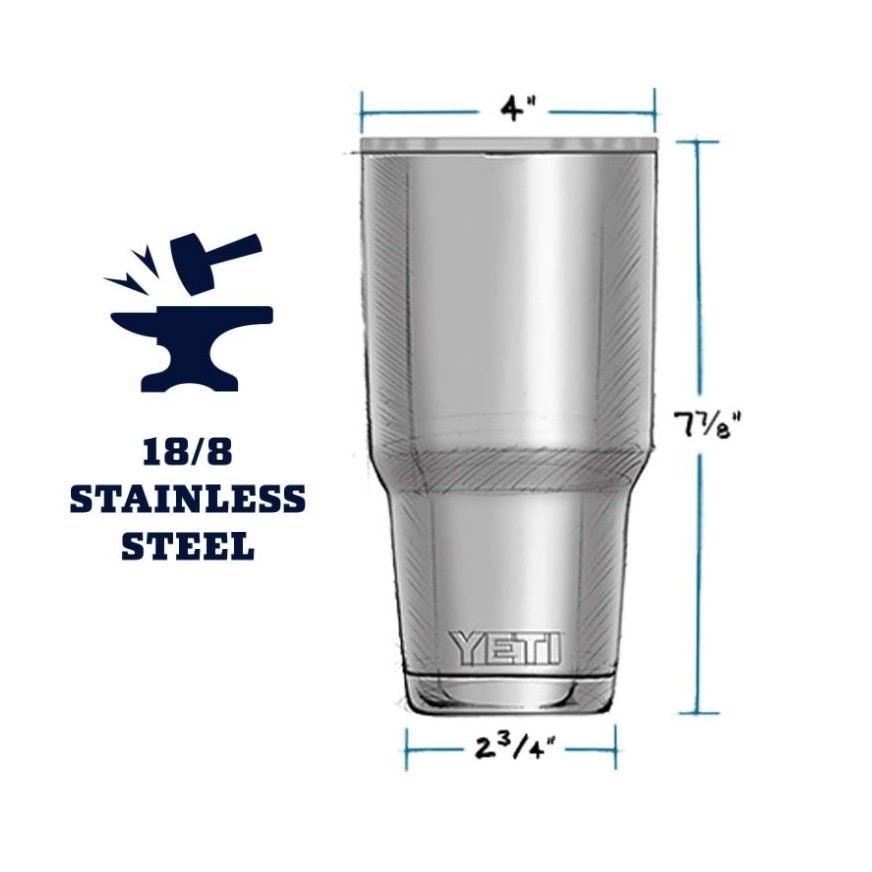 Ly giữ nhiệt YETI 30oz Pacific Blue +Nắp Magslider (900 ml) - Stainless Steel / Thép không gỉ cao cấp - Bill Mĩ