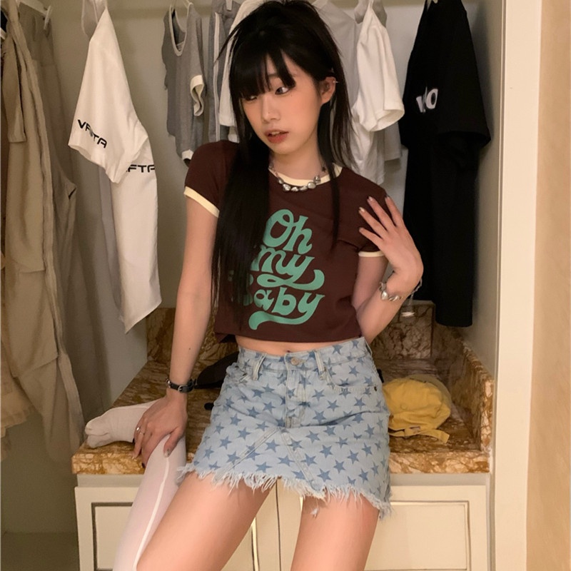 Áo Thun Nữ Tay Ngắn Dáng Ôm In Chữ