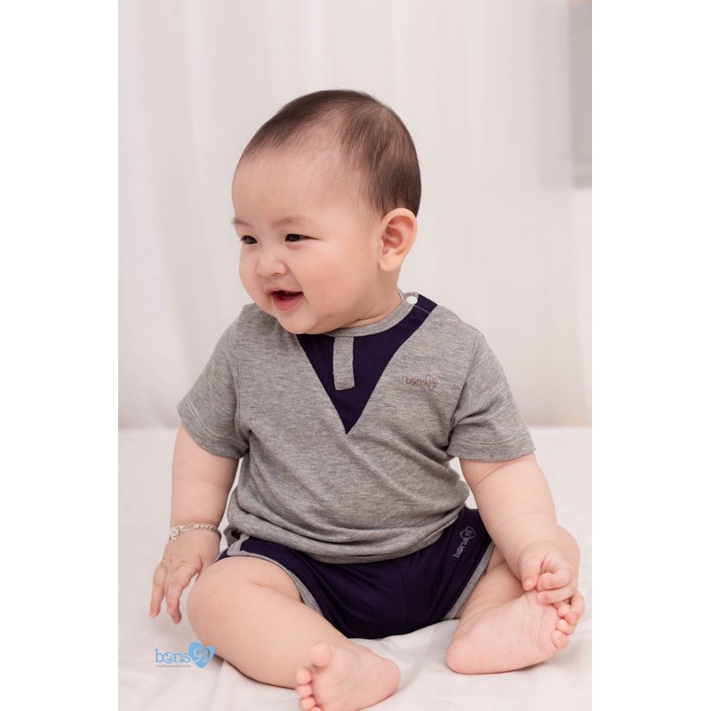 Bộ cổ trụ pettit cộc tay cho bé trai bé gái Bons99 (PT003)