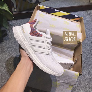 (FULL BOX) Giày Thể Thao ULTRA BOOST RAINBOW White Multicolor Trắng Gót Thổ Cẩm
