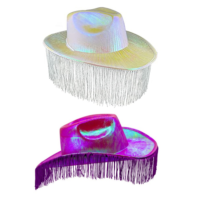 Mũ Fedora Đính Tua Rua Thoáng Khí Trọng Lượng Nhẹ Màu Sắc Lấp Lánh Phong Cách Cao Bồi Cho Nam Và Nữ