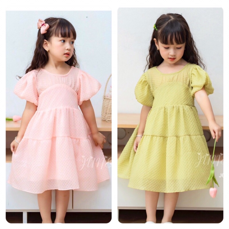Đầm váy đi tiệc,đi chơi lễ,đi đám cưới của bé gái❤️Đầm tơ dập ô tiểu thư 2 lớp xinh xắn❤️Size 1-10Y(8-35 ký)❤️