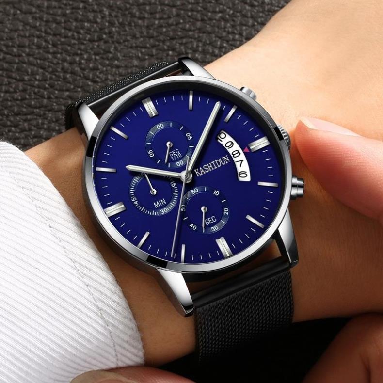 Đồng Hồ Quartz Nam Dây Giả Da Chống Thấm Nước Số La Mã