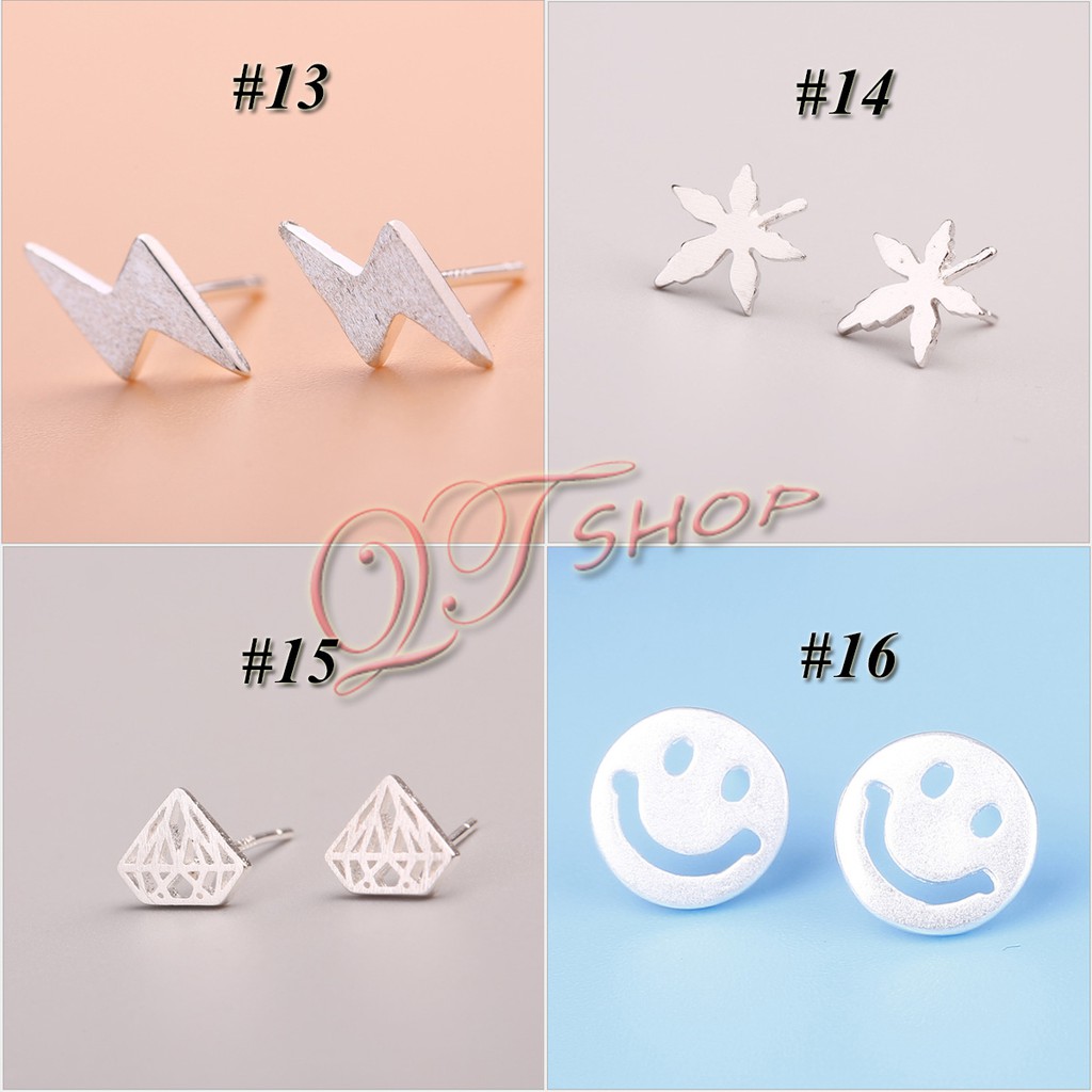 Khuyên tai bạc xỏ lỗ 18 mẫu TB18