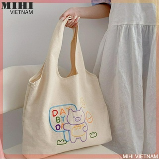 TÚI TOTE FORM RỘNG QUAI LIỀN VẢI CANVAS MỀM ĐEO VAI HÀNG CAO CẤP-Heo