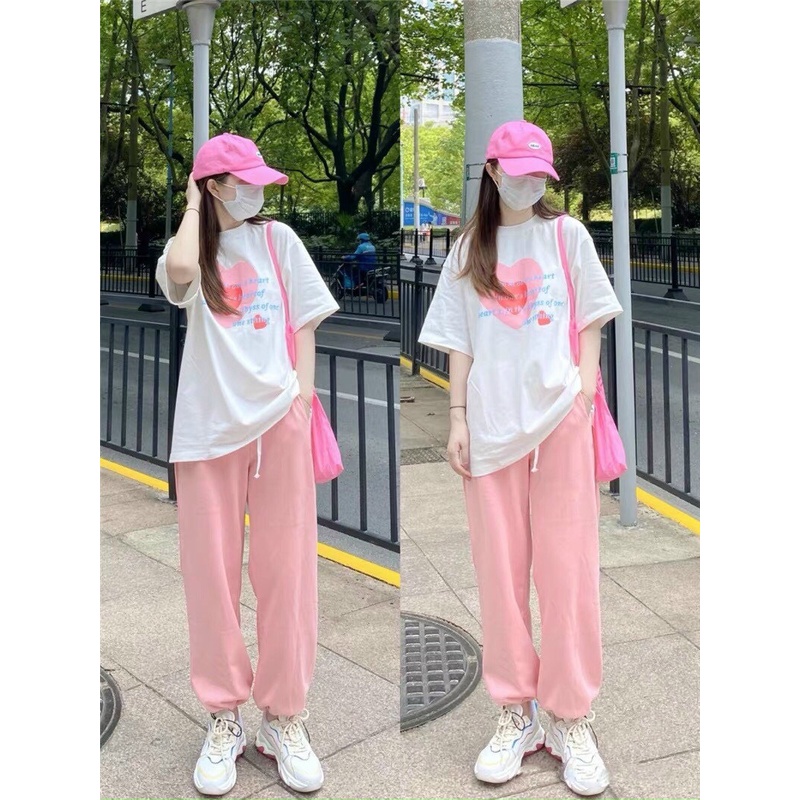 Quần jogger trơn ống rộng unisex quần ống suông có dây rút nhiều màu nam nữ SIB034