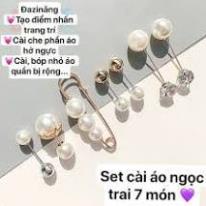 Set Cài Áo Ngọc Trai Nhân Tạo 7 món